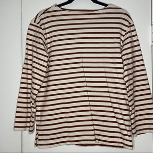 Muji Boatneck Breton Top Terracotta/Cream